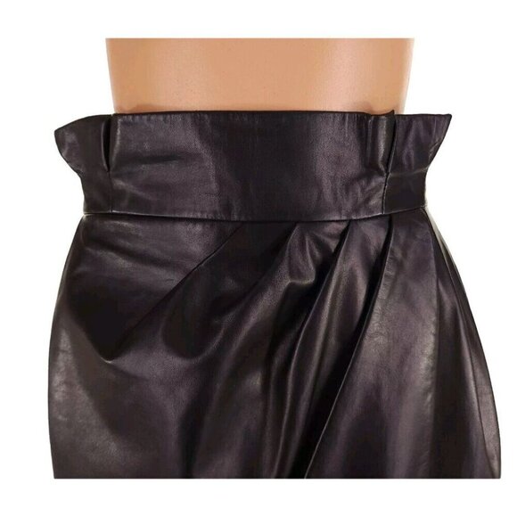 Versace Wrap-effect Pleated Leather Mini Skirt Black IT 42 US 6 NWT US$2,495 - Picture 4 of 16